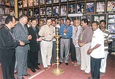 Union Minister of Law, Justice and Company Affairs Arun Jaitly inaugurating a cricket photo exhibition on the Delhi and District Cricket Association premises on Thursday.