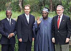 South Africa President Thabo Mbeki, Britain's Prime Minister Tony Blair, Nigeria President Olusegun Obasanjo and Canadian Prime Minister Jean Chretien