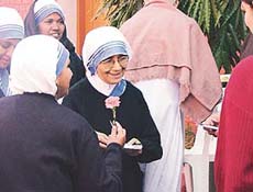Sister Nirmala, the Superior General of Mother Teresas Missionaries of Charity, at Shanti Dan in Chandigarh on Monday.