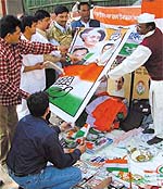 Election material is in great demand outside the All India Congress Committee office at Akbar Road as the stage is set for the Municipal Corporation of Delhi polls.