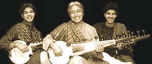 Ustad Amjad Ali Khan with his sons