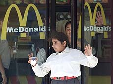 Indian diners leave a McDonald's Restaurant