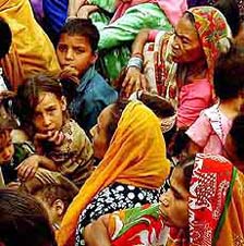 A scene of a relief camp