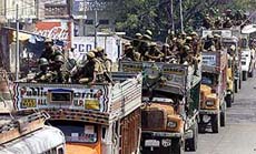 CRPF jawans during a flag march