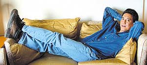 Bollywood actor Danny Denzongappa at his hotel room before the preview of his latest film in the Capital on Monday.