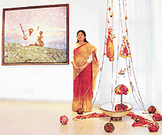 Meenakshi Kasliwal Bharati with her installation