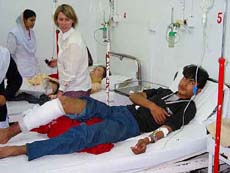 Grenade attack victims are treated at a local hospital 