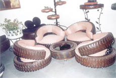 Midas touch: A wealth of furniture from throw-away tyres.