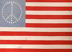 An "American Peace" flag reportedly flown on the stage at the Woodstock music festival in 1969