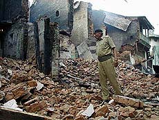 Rubble of houses in Bodasa town