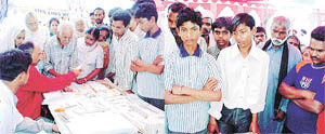 Patients at the medical camp organised by the Ludhiana TB Eradication Society in Ludhiana on Sunday.