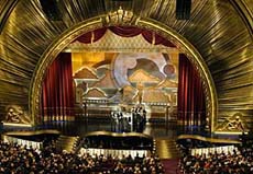The stage at the Kodak Theatre pictured during the 74th annual Academy Awards ceremony in Hollywood on Sunday night.