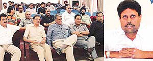 Kapil Dev, general secretary, UT Cricket Association, at the annual general meeting of the association in Chandigarh on Sunday.