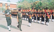 Lt Gen Surjit Singh inspects a guard of honour on his retirement in Chandi Mandir on Sunday.