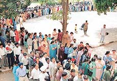 Parents queue up to buy admission forms at St Annes School in Sector 32, in Chandigarh on Monday. 
