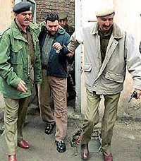 The police takes into custody acting chairman of the JKLF Javed Ahmad Mir