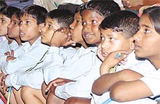 Children in rapt attention during one of the shows at the workshop, Safeguarding Childhood, at British Council in the Capital on Wednesday.