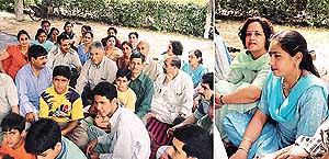 Members of the Kashmiri Pandit community at a function organised in Ludhiana on Sunday.