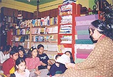 Children at the workshop, Kathaayan Mazaayan, organised by Katha.