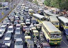 Drivers find themselves trapped in a traffic jam