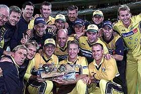The Australian cricket team celebrates