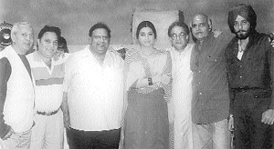 Vijay Tandon (third from left) with Raman Kumar, Jang Bahadur Rana, Tabu, Satyan Kappu, Avtar Gill and Sanjay Dutt.