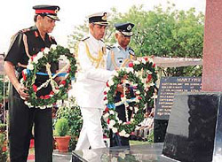 The three Services Chiefs pay floral tributes