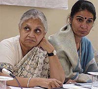 Chief Minister Sheila Dikshit and new MCD Mayor Jaishree Panwar at a lecture on ‘Women Power’