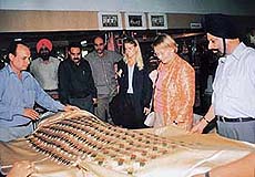 Mrs Wera Hilde Brand, wife of the US Ambassador to India, visits Phulkari, Punjab Government emporium, in Chandigarh on Wednesday.