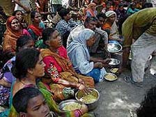 Food being served to affected people
