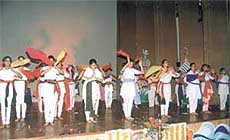 Students of Apeejay School, Sheikh Sarai, performing a dance on the Earth Day