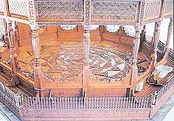 The intricately-carved baithak designed by Dhiman