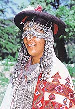 A traditionally attired  Kinnauri woman