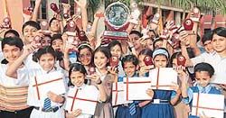 Winners from various DAV schools in Chandigarh, Panchkula and SAS Nagar, which participated in an inter-school competition held on April 17 and 18, after receiving prizes at Hansraj Public School at Panchkula on Saturday.