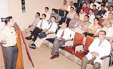 Prof Y.K. Batra addresses participants at the two-day workshop on Trauma and disaster management at PGI in Chandigarh on Saturday.