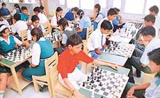 The second ICSE Chess Tournament in progress at Tender Heart School, Sector 33, in Chandigarh.