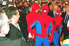 Marvel comic characters Spider-Man, Spider-Girl and Daredevil