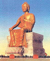 The model of the proposed 500-ft-tall statue of Maitreya