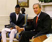 US President Bush meets Prime Minister of Nepal Sher Bahadur Deuba