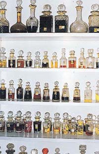 An assortment of attars at Gulab Singh Johri Mal        Photos: Firoz Bakht Ahmed