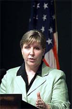 US Assistant Secretary of State Christina Rocca speaks at a news conference
