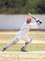 The Ranji Trophy player executes a big shot
