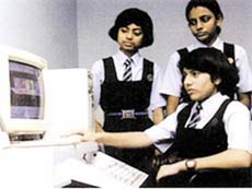 The students experiment with the Aptech Plus Curriculum.