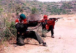 PWG Naxalites practice target shooting