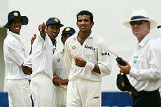 Ashish Nehra, Wasim Jaffer and bowler Zaheer Khan wait for a ruling 