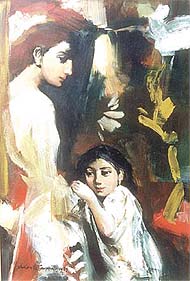 Subroto Gangopadhayas painting of a doting mother. 