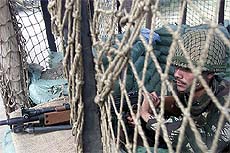 Army jawan keeps a strict vigil 