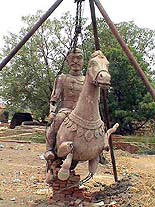 A statue of Maharana Pratap Singh awaits unveiling