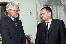 Pakistan Foreign Secretary Inamul Haq greets Deputy Foreign Minister of Russia