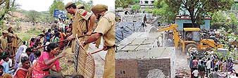 Angry residents of Madrasi Colony